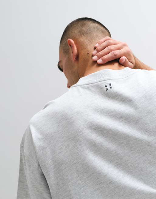 4505 - Icon - T-shirt oversize grigio mélange in cotone pesante con finitura quick dry, 3 di 5