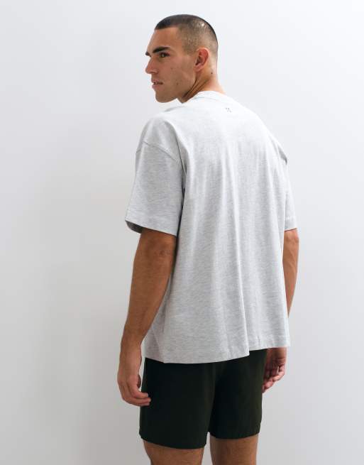 4505 - Icon - T-shirt oversize grigio mélange in cotone pesante con finitura quick dry, 5 di 5