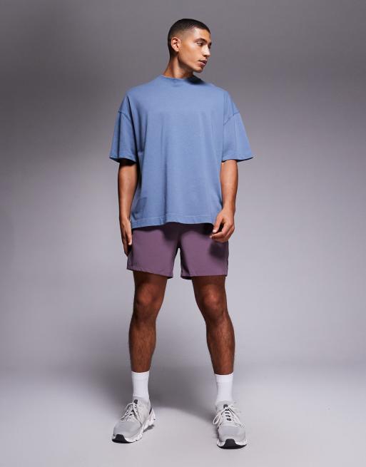 4505 - Icon - T-shirt oversize in cotone pesante blu slavato con finitura quick dry, 2 di 5