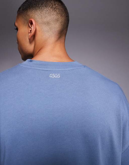 4505 - Icon - T-shirt oversize in cotone pesante blu slavato con finitura quick dry, 5 di 5