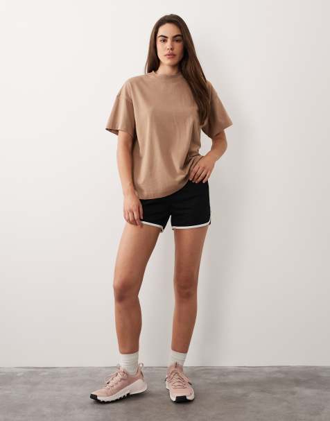 4505 - Icon - T-shirt oversize in cotone pesante color daino slavato con finitura quick dry - view 1