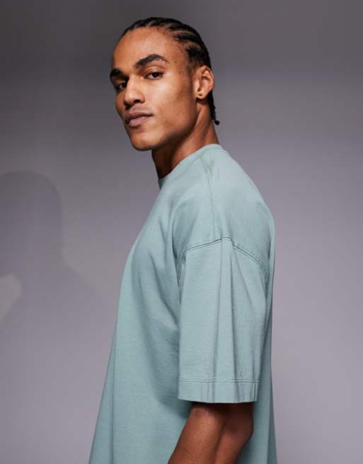 4505 - Icon - T-shirt oversize in cotone pesante verde giada slavato con finitura quick dry, 4 di 5