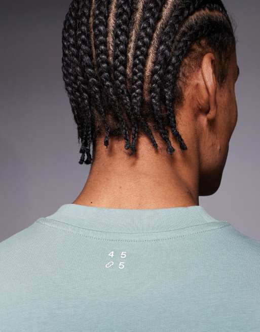 4505 - Icon - T-shirt oversize in cotone pesante verde giada slavato con finitura quick dry, 5 di 5