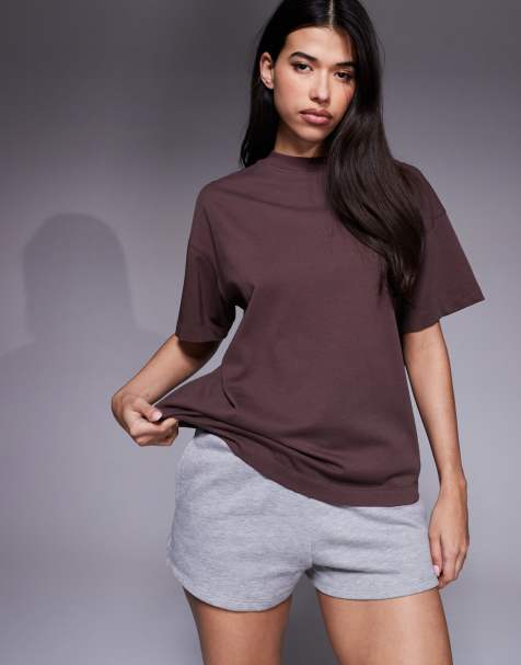 4505 - Icon - T-shirt oversize pesante in cotone marrone slavato con finitura quick dry - view 1