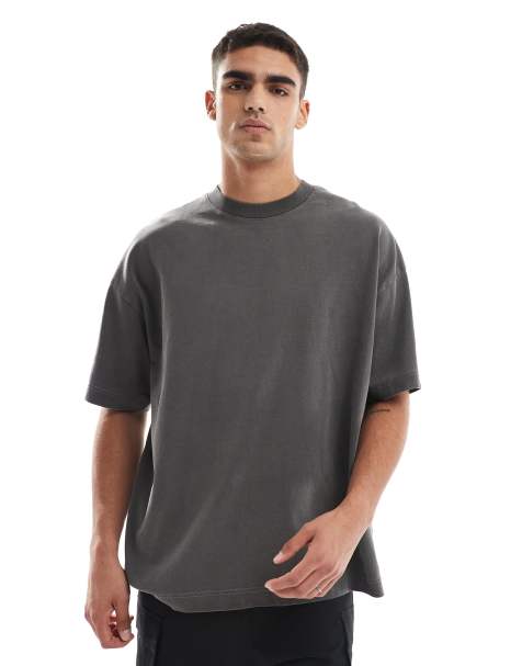 4505 - Icon - T-shirt oversize pesante in cotone nero con finitura quick dry - view 1