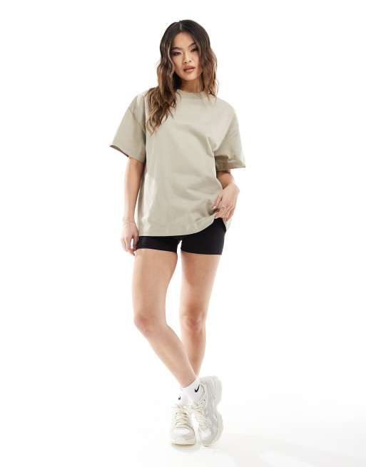 4505 - Icon - T-shirt pesante oversize squadrata color sabbia quick dry 