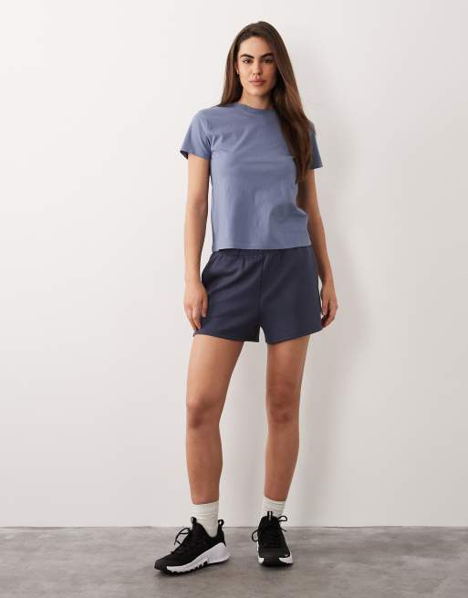4505 - Icon - T-shirt squadrata blu delfino in cotone con finitura quick dry, 3 di 4