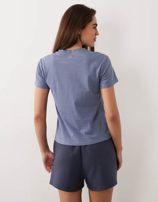 4505 - Icon - T-shirt squadrata blu delfino in cotone con finitura quick dry, 4 di 4