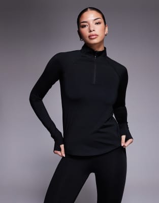 4505 Icon Thermal 1/4 Zip Long Sleeve Running Top In Black