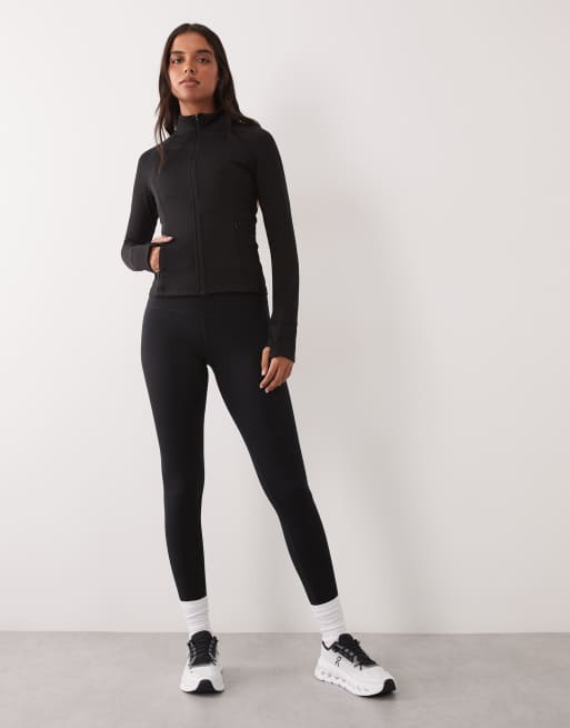 4505 Icon Thermo-Laufjacke mit Reißverschluss, formgebend und langärmlig in Schwarz, 3 von 4