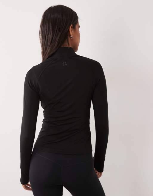 4505 Icon Thermo-Laufjacke mit Reißverschluss, formgebend und langärmlig in Schwarz, 4 von 4