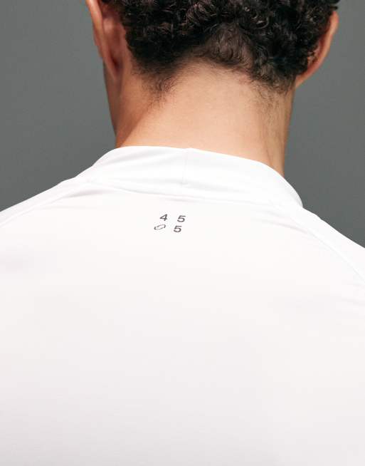 4505 - Icon - Top a maniche lunghe base layer da allenamento attillato e accollato in tessuto quick dry bianco, 3 di 5