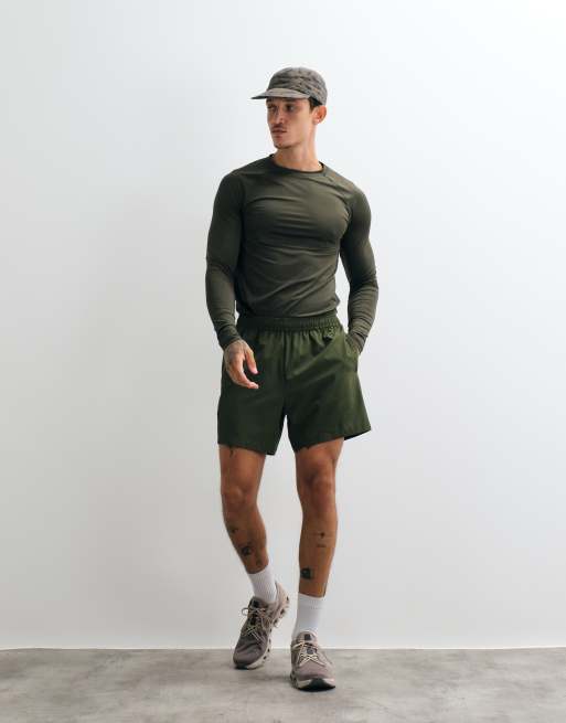 4505 - Icon - Top a maniche lunghe base layer da allenamento attillato in tessuto quick dry kaki, 3 di 5