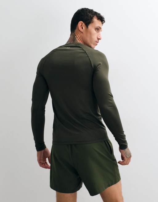 4505 - Icon - Top a maniche lunghe base layer da allenamento attillato in tessuto quick dry kaki, 5 di 5