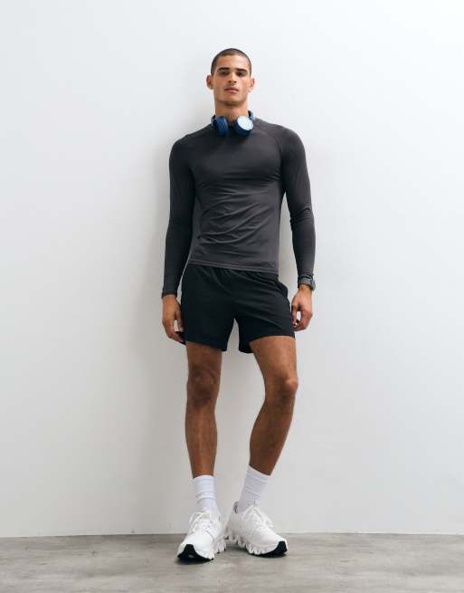 4505 Icon top a maniche lunghe da training, base layer, attillato, ad asciugatura rapida, grigio scuro, 2 di 5