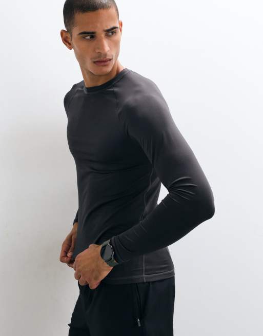 4505 Icon top a maniche lunghe da training, base layer, attillato, ad asciugatura rapida, grigio scuro, 3 di 5