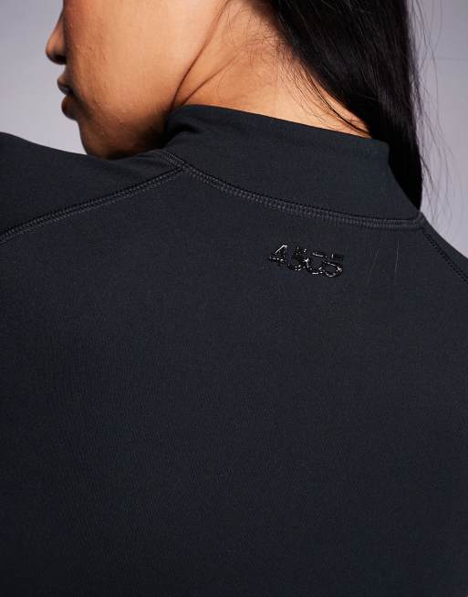 4505 - Icon - Top a maniche lunghe tecnico nero morbido al tatto con zip, 4 di 4
