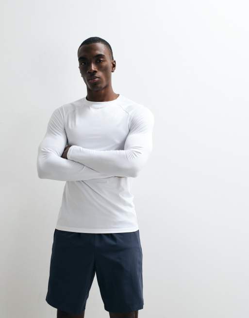 4505 - Icon - Top de sport de base moulant à manches longues en tissu à séchage rapide - Blanc, 4 de 5