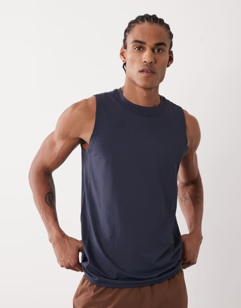 4505 - Icon - Top senza maniche da allenamento in rete blu navy quick dry - view 1