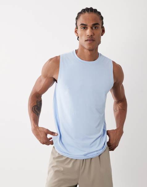 4505 - Icon - Top senza maniche da allenamento in rete quick dry azzurro - view 1