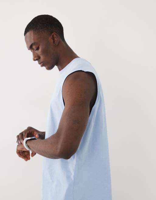4505 - Icon - Top senza maniche da allenamento oversize in cotone azzurro ad asciugatura rapida, 4 di 5