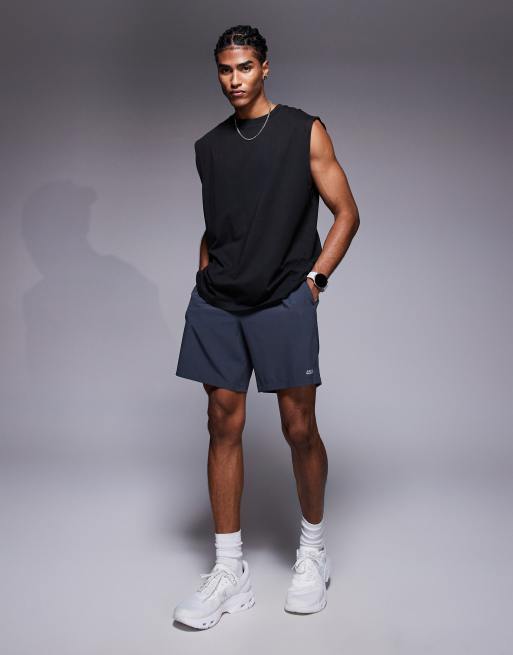 4505 - Icon - Top senza maniche oversize da allenamento in cotone nero con finitura quick dry  , 2 di 4