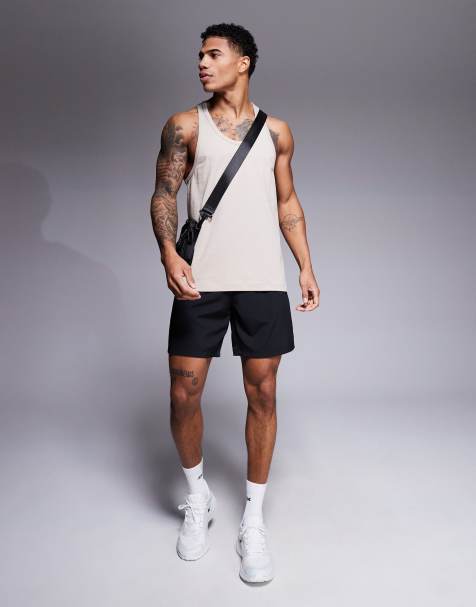 4505 Icon training cotton stringer singlet with quick dry finish in taupe - view 1