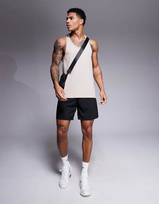 4505 Icon training cotton stringer singlet with quick dry finish in taupe 