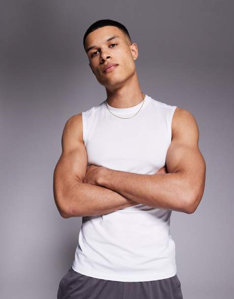 4505 Icon training quick dry muscle fit tank top in white - view 1