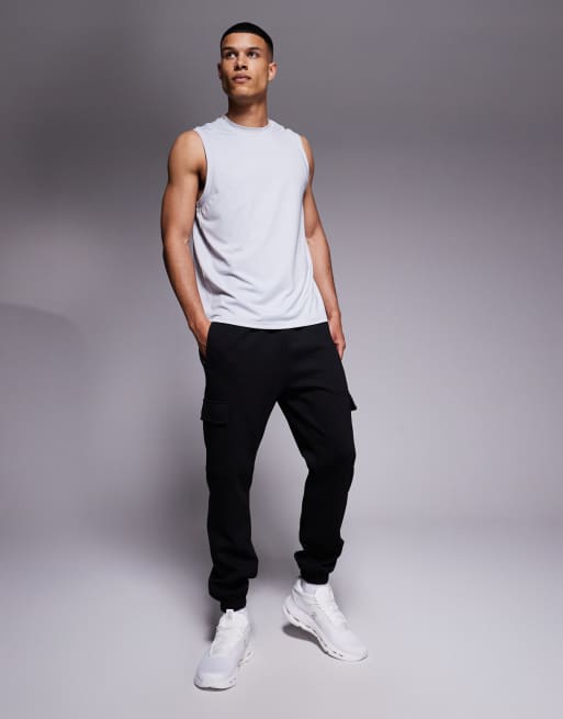 4505 Icon training quick dry performance cargo trackies in black 