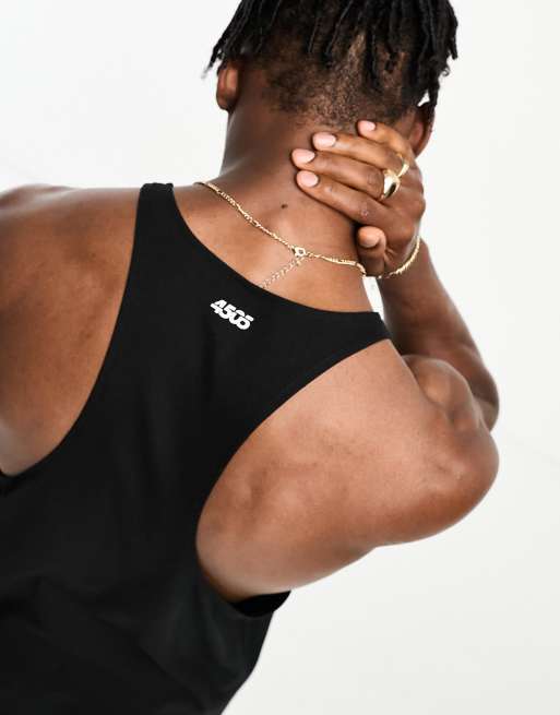 4505 Icon training quick dry stringer tank top in black  , 2 of 4