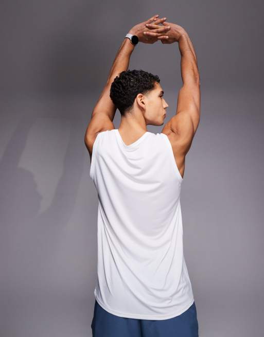 4505 Icon training sleeveless loose fit tank with quick dry in white, 3 of 5