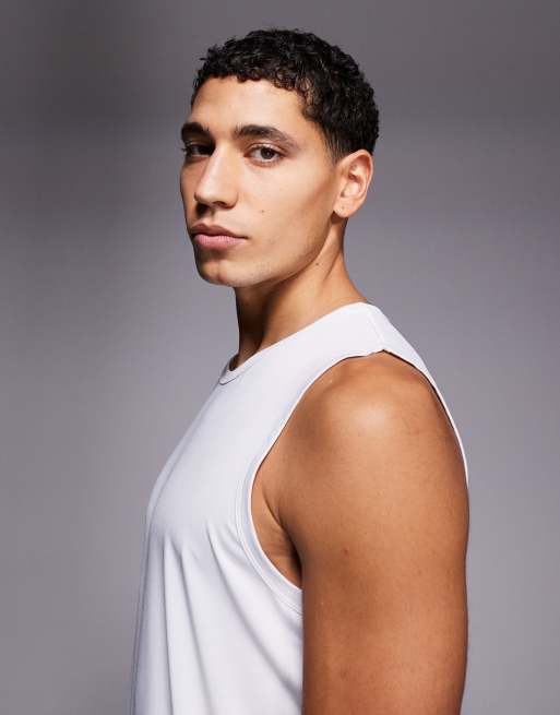 4505 Icon training sleeveless loose fit tank with quick dry in white, 4 of 5