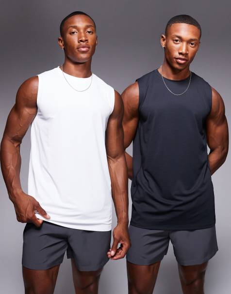 4505 Icon training sleeveless tank with quick dry 2 pack in black and white - view 1