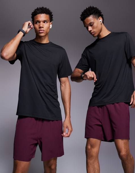4505 Icon training t-shirt with quick dry 2 pack in black and khaki