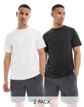 [ASOS] 4505 Icon training t-shirt with quick dry 2 pack in black and white-Multi XL Black and white