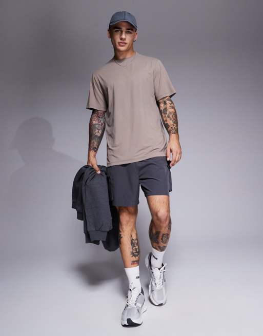 4505 Icon training t-shirt with quick dry in taupe gray , 3 of 4