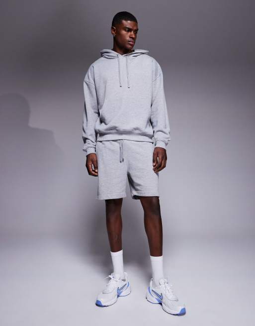4505 - Icon - Trainingsshort van 18 cm van sneldrogende zware sweatstof in gemêleerd grijs 