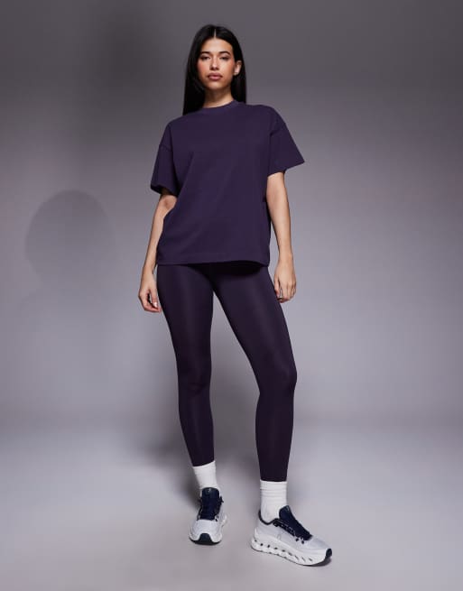 4505 - Icon - Vasket lyngfarvet oversized T-shirt i kraftig hurtigttørrende bomuld, 3 af 4