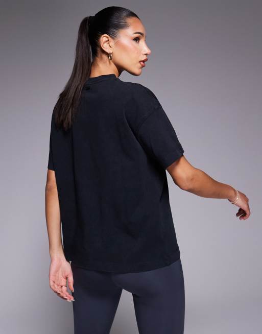 4505 - Icon - Vasket sort oversized T-shirt i kraftigt bomuld med hurtigttørrende finish, 4 af 4