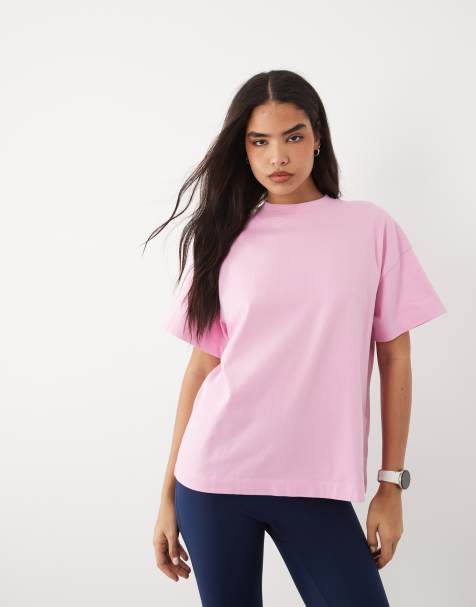 4505 - Icon - Vasket tyggegummilyserød oversized T-shirt i kraftig bomuld med hurtigttørrende finish - view 1