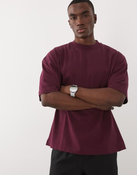 4505 – Icon – Vinröd t-shirt i kraftig bomull och oversize med snabbtorkande finish - view 1