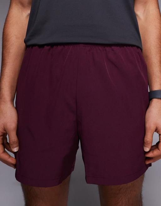 4505 – Icon – Vinröda, snabbtorkande träningsshorts med dragkedjefickor, 5 tum, 4 av 5