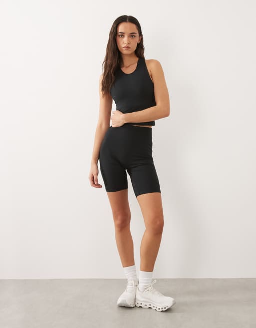 4505 – Icon – Weiche Leggings-Shorts in Schwarz mit hohem Bund und 20 cm Schrittlänge , 2 von 5