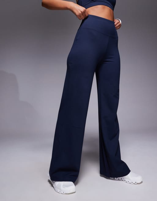 4505 – Icon – Weiche Tanzhose in Mitternachtsmarineblau mit weitem Bein und hohem Bund , 2 von 5