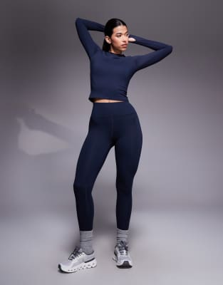 4505 - Icon - Weiche Yoga-Leggings in Mitternachts-Marineblau mit hohem Bund