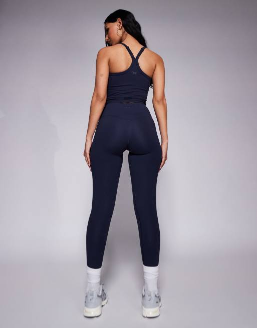 4505 – Icon – Weiche Yoga-Leggings in Mitternachts-Marineblau mit Wickelbund, 4 von 5