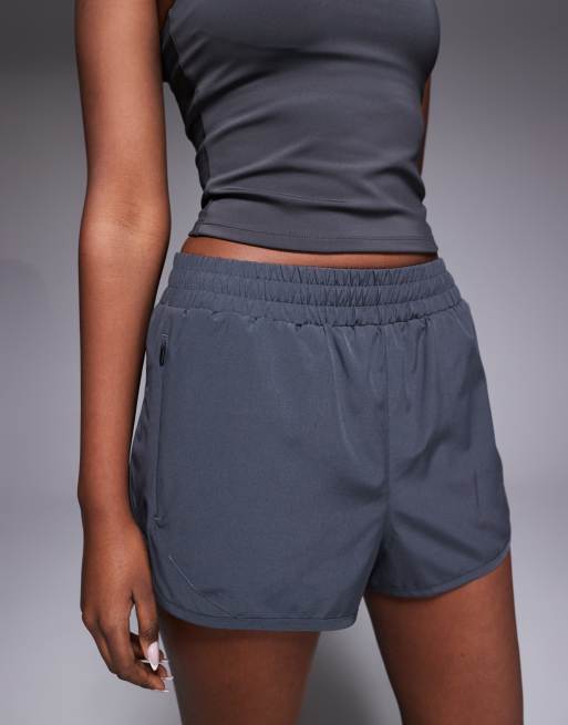 4505 Icon woven run short with zip pockets in smoke grey, 2 of 5