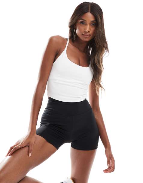 4505  Icon yoga cami crop top with inner bra in soft touch  in white - view 1