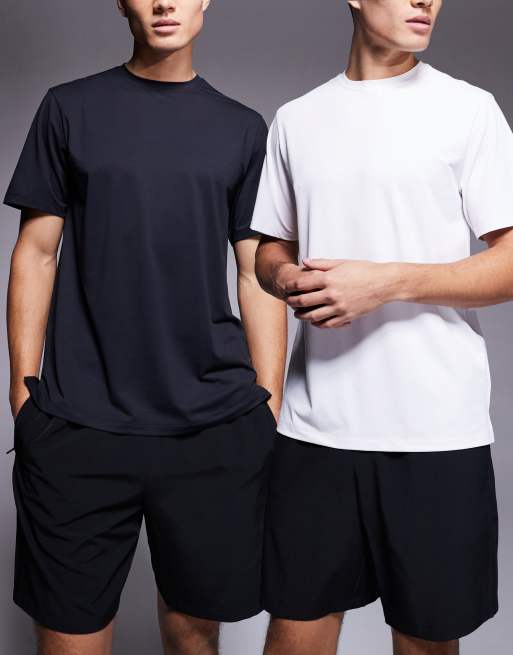 4505 – Icon – Zestaw 2 szybkoschnących T-shirtów sportowych w kolorach czarnym i białym 